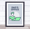 Mint Green Man And Laptop Dad's Office Room Personalized Wall Art Sign
