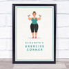 Woman Dumbbells Raised Exercise Corner Room Personalized Wall Art Sign