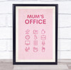 Pink Cartoon Items Mum's Office Room Personalized Wall Art Sign Pink Cartoon Items Mum's Office Room Personalized Wall Art Sign