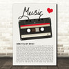 Cassette Tape Music Heart Any Song Lyric Personalized Music Wall Art Print