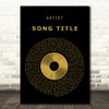 Black & Gold Vinyl Record Any Song Lyric Personalized Music Wall Art Print
