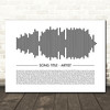 Sound Wave Minimal Black & White Any Song Lyric Personalized Music Art Print