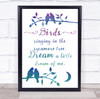 Doris Day Dream A Little Dream Of Me Watercolor Birds Music Song Lyric Wall Art Print