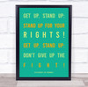 Bob Marley Get Up Stand Up Typography Music Song Lyric Wall Art Print