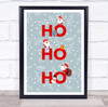 Santa Figures Grey Snow Christmas Ho Ho Ho Wall Art Print