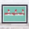 Cats Teal Landscape Christmas Ho Ho Ho Wall Art Print