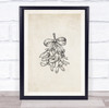 Vintage Mistletoe Christmas Wall Art Print