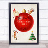 Personalized Family Name Ball  Christmas Event Sign Wall Art Print