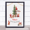 Personalized Baby First Christmas Elves Event Sign Wall Art Print