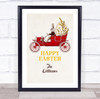 Personalized Retro Easter Bunny Driving Happy Easter Event Sign Print
