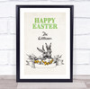 Personalized Retro Green Happy Easter Event Sign Wall Art Print