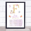Any Age Birthday Favourite Things Interests Milestones Initial F Gift Print
