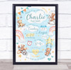 New Baby Birth New-born Nursery Christening Boy Bears Keepsake Gift Print
