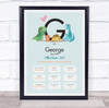 New Baby Birth Details Christening Nursery Dinosaur Initial G Gift Print