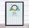 New Baby Birth Details Christening Nursery Dinosaur Initial O Gift Print
