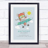 New Baby Birth Details Christening Nursery Bear Plane Blue Keepsake Gift Print