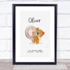 New Baby Birth Details Christening Nursery Bear Initial O Keepsake Gift Print