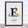 New Baby Birth Details Nursery Jungle Animals Initial E Keepsake Gift Print