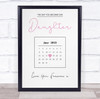 New Baby Birth Details Nursery Christening Calendar Date Girl Gift Print