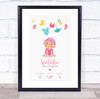 New Baby Birth Details Christening Nursery Toys Girl Keepsake Gift Print