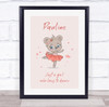 Ballerina Bear Heart Personalised Children's Wall Art Print