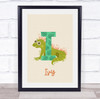 Initial Funky Letter I With Iguana Personalised Children's Wall Art Print