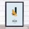 Initial Letter J With Jaguar Personalised Children's Wall Art Print