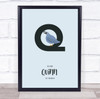 Initial Letter Q With Quail Personalised Children's Wall Art Print
