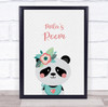 Panda With Flowers Room Personalised Children's Wall Art Print