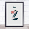 Zebra Initial Letter Z Personalised Children's Wall Art Print