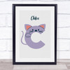 Cat Initial Letter C Personalised Children's Wall Art Print