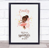 Little Fairy In Pink Dress Personalised Children's Wall Art Print