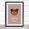 Face Of Dark Skin Girl Curly Hair Room Personalised Children's Wall Art Print