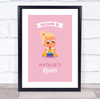 Baby Girl Blond Hair Playing Toy Room Personalised Children's Wall Art Print