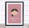 Face Of Girl With Black Hair Room Personalised Children's Wall Art Print