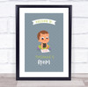 Baby Boy Brown Hair Playing Toy Personalised Children's Wall Art Print