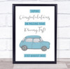 Passing Driving Test Congratulations Blue Car Personalized Gift Art Print