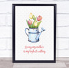 Watercolour Water can Flowers Loving Mother Personalized Gift Art Print