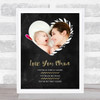 Black Photo Heart Mothers Day Personalized Gift Art Print