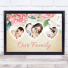 Our Family Photo Hearts X3 Vintage Floral Personalized Gift Art Print