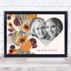 Retro Flowers Photo Heart Mum & Me Personalized Gift Art Print