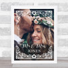 Mr & Mrs Wedding Day Deco Frame Elegant Full Photo Personalized Gift Art Print