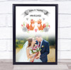 Wedding Day Fox Cute Couple Photo Personalized Gift Art Print
