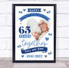 65 Years Together 65th Wedding Anniversary Blue Sapphire Photo Gift Print