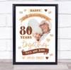 80 Years Together 80th Wedding Anniversary Oak Photo Personalized Gift Art Print