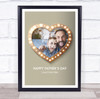 Happy Father's Day Heart Lights Photo Frame Personalized Gift Art Print