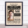 World's Best Dad Newspaper Photo Personalized Wall Art Gift Print