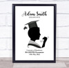 Black And White Silhouette Of Man With Graduation Hat Personalized Gift Print