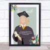 Light Hair Graduation Girl With Diploma Personalized Wall Art Gift Print