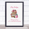 Watercolours Books And Pink Roses Teacher Poem Personalized Wall Art Gift Print